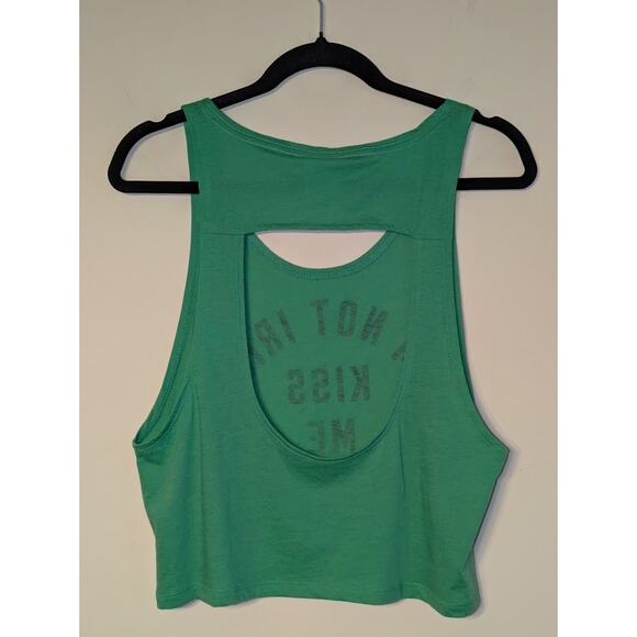 Victoria’s Secret Pink Womens Sz S "I'M NOT IRISH KISS ME ANYWAY" Open Back Tank - Picture 2 of 4